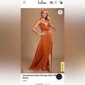 LULU’S CONSTAINE RUST ORANGE SATIN ORANGE MAXI DRESS 🍊 🧡